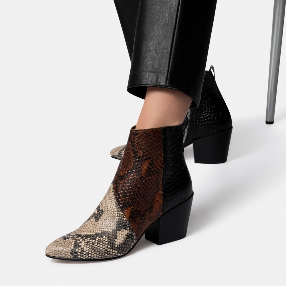 Dolce Vita Crew Booties in Multi Snake Print Leather Size 6.5